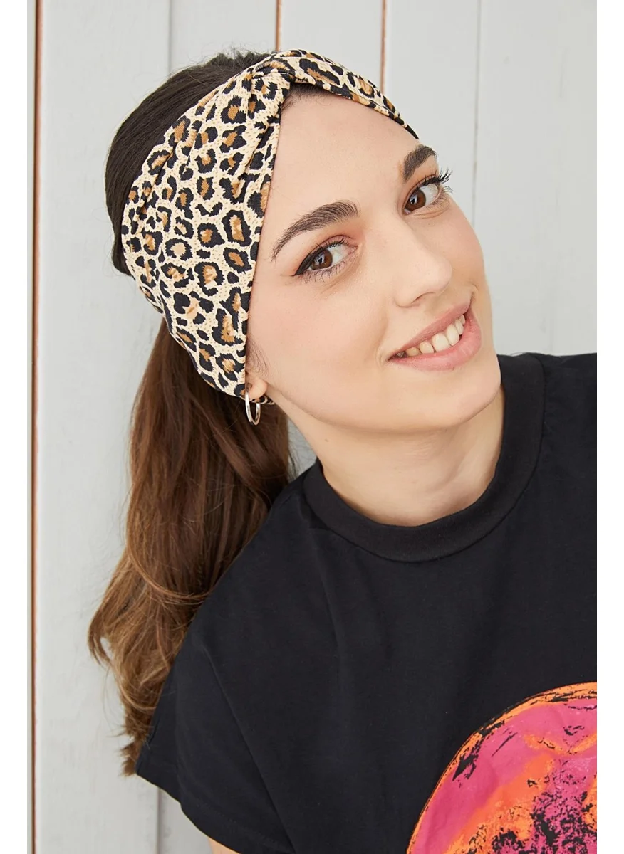 Butikgiz Unique Leopard Patterned Bandana Hair Band Extra Soft Flexible Natural Cotton Combed Cotton