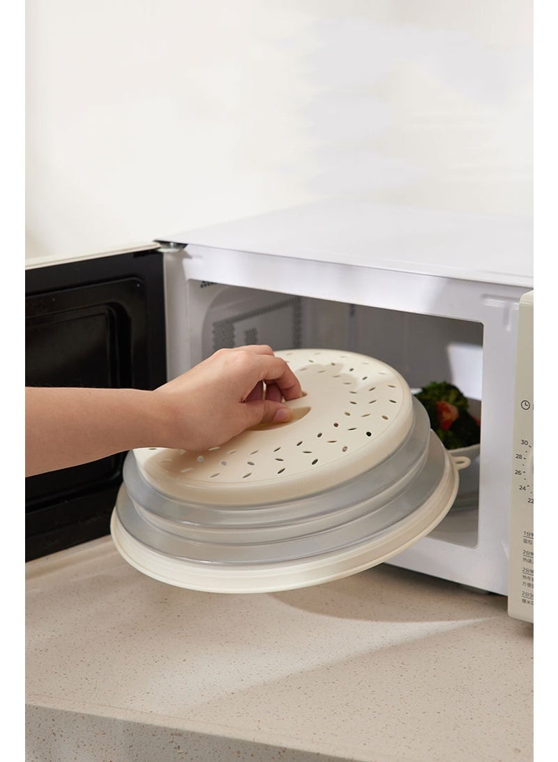 هومستر غطاء رشاش المايكروويف القابل للطي -غطاء مضاد للرش متعدد الوظائف، مادة TPR عالية الشفافية، واقي رشاش مقاوم للزيت غطاء تدفئة رمادي قابل للطي، غسالة تهوية وغسالة أطباق آمنة -مضاعفة كسلة تجفيف الفاكهة والتغليف -أداة المطبخ لتحضير الوجبات وإعادة التسخين، 27 سم - Image 2