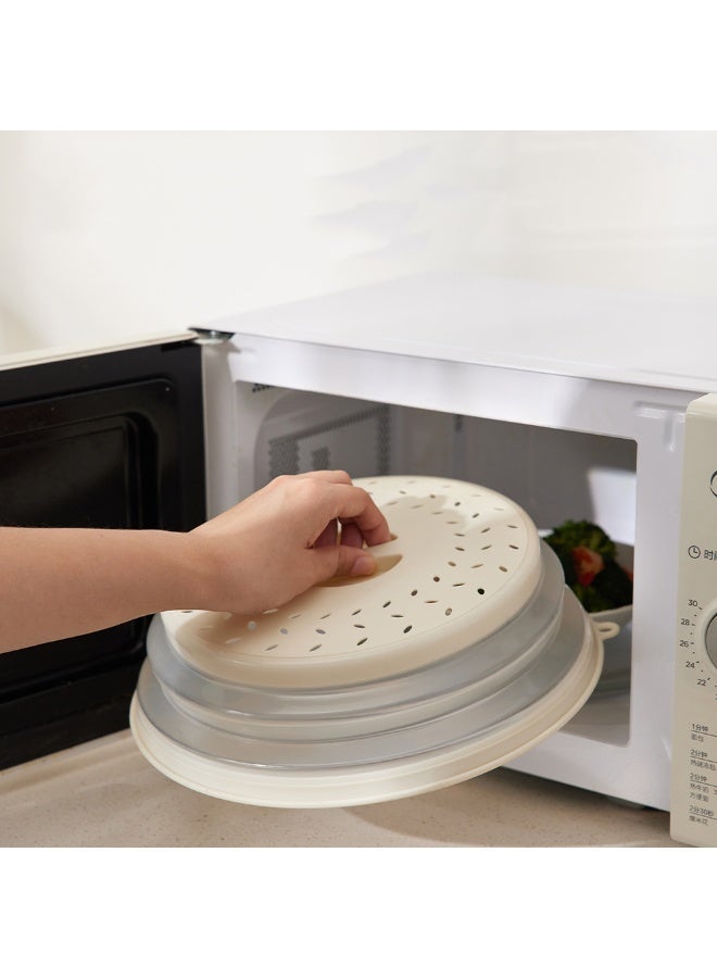 HOMESTAR Foldable Microwave Splatter Cover - Multi-Function Anti-Splash Foldable Lid, High-Transparency TPR Material, Oil-Resistant Splatter Guard Foldable Gray Heating Cover, Vented & Dishwasher Safe – Doubles as Fruit Drainer Basket & Colander – Kitchen Gadget for Meal Prep & Reheating, 27 cm - Image 5