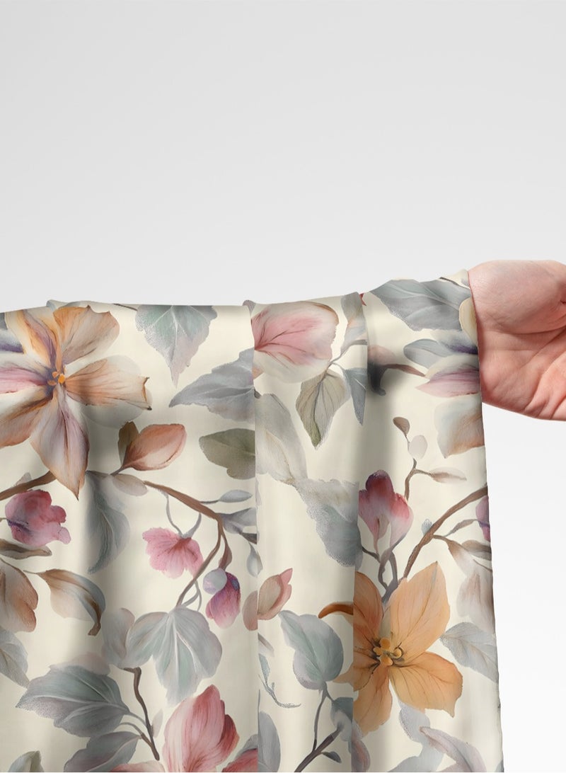 Vellato Al Lail Aramny Silk Fabric By The Yard Beige Pink Floral Jalabiya Makhweer Dressmaking 58 Inches Width - Image 1