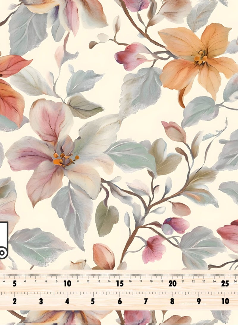 Vellato Al Lail Aramny Silk Fabric By The Yard Beige Pink Floral Jalabiya Makhweer Dressmaking 58 Inches Width - Image 4