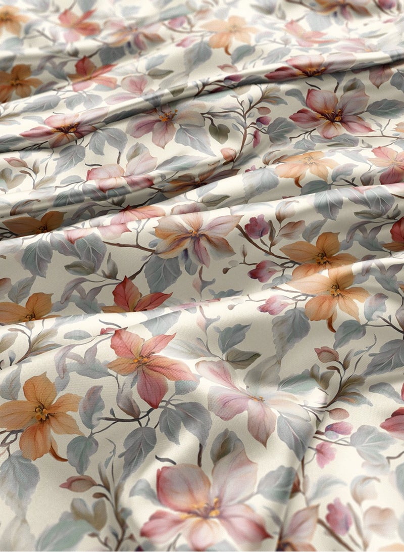 Vellato Al Lail Aramny Silk Fabric By The Yard Beige Pink Floral Jalabiya Makhweer Dressmaking 58 Inches Width - Image 3