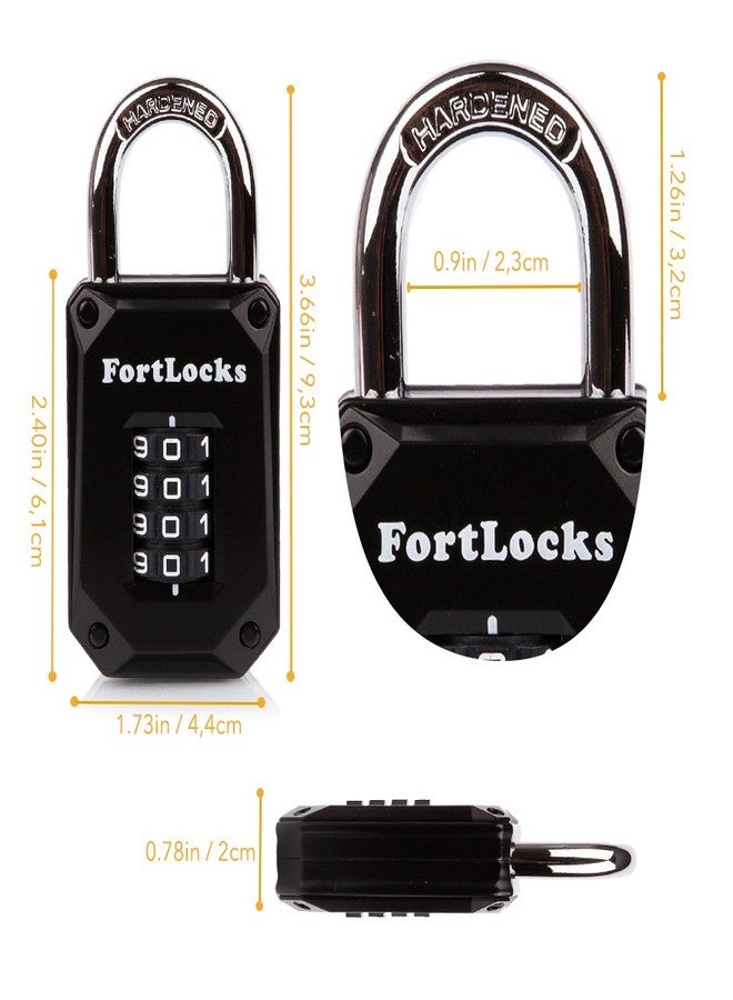 FortLocks 2 Pack Heavy Duty Waterproof Combination Lock - 4 Digit Resettable Black - Image 2
