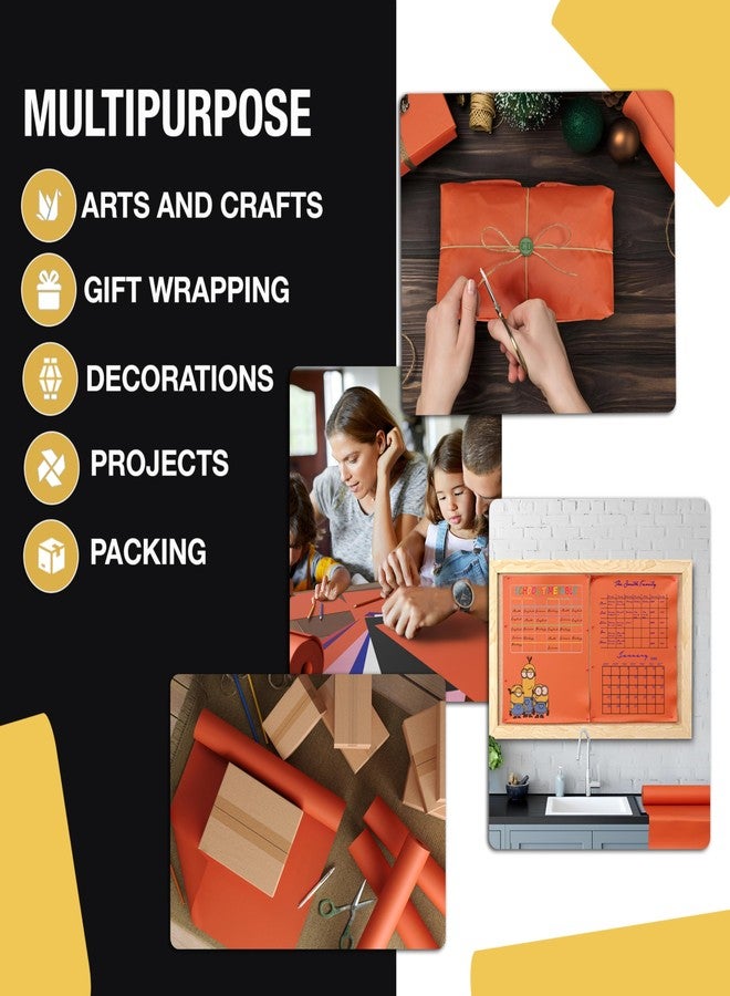 Crown Display Orange Kraft Paper Roll 17.75" X 1320" (110' Ft) Colored Paper Roll - Kraft Wrapping Paper Perfect as Shipping Paper - Packing Paper Roll - Craft Supplies - Craft Paper Roll - Image 3