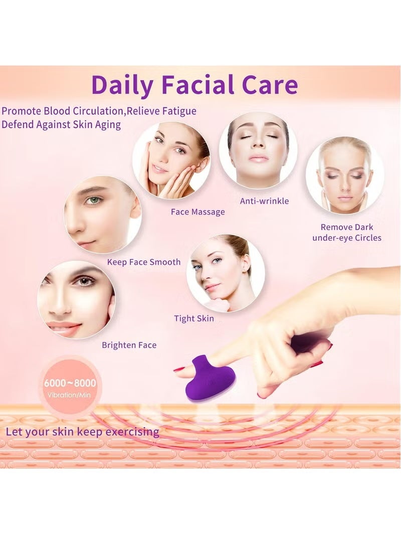 Compact Vibrating Face & Eye Massager, Mini Ring Personal Massager for Facial Muscle Firming, Anti-Aging, Dark Circle Relief, Eye Puffiness & Fatigue,Purple - Image 4