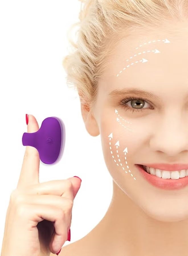 Compact Vibrating Face & Eye Massager, Mini Ring Personal Massager for Facial Muscle Firming, Anti-Aging, Dark Circle Relief, Eye Puffiness & Fatigue,Purple - Image 1