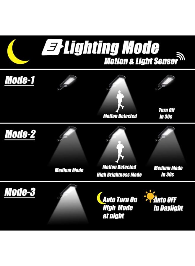 erorex Solar Street Lights Outdoor 96Led Solar Parking Lot Lights Remote Control Security Solar Motion Sensor Light With 3 Lighting Modes For Garden Street Patio Path Yard 2 Pack - Image 3