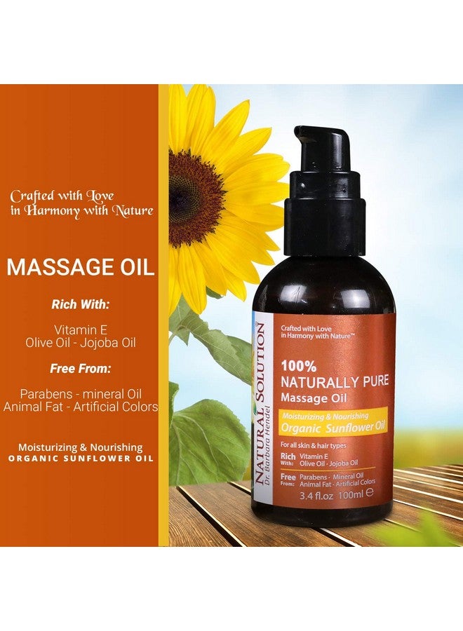 ناتشورال سلوشن زيت تدليك طبيعي نقي 100%، لتدليك الاسترخاء بالروائح العطرية، زيت دوار الشمس العضوي، زيت الجوجوبا وزيت الزيتون، فوائد العناية بالشعر والبشرة، مرطب ومغذي - 3.4 أونصة - Image 5