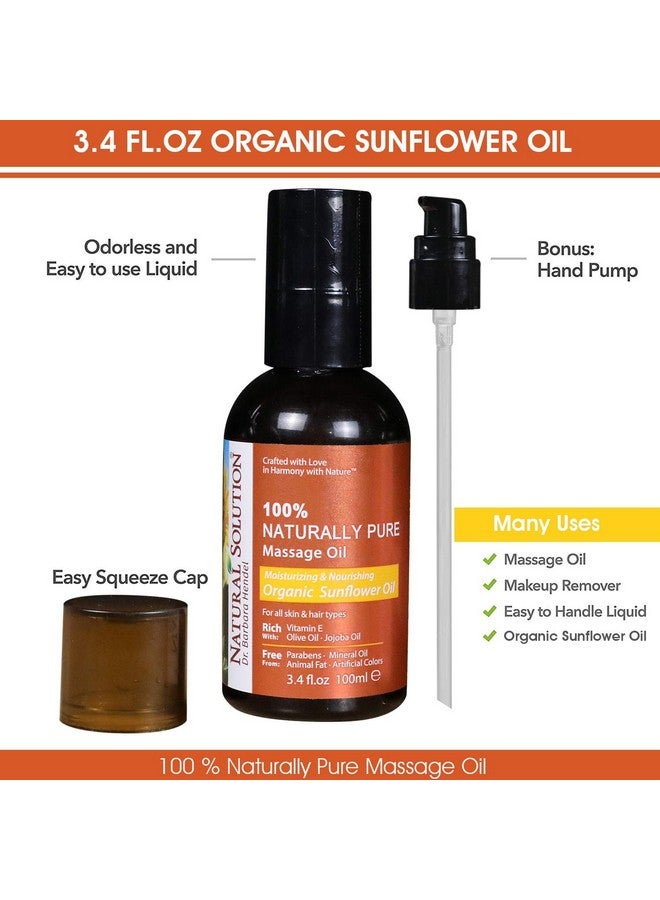 ناتشورال سلوشن زيت تدليك طبيعي نقي 100%، لتدليك الاسترخاء بالروائح العطرية، زيت دوار الشمس العضوي، زيت الجوجوبا وزيت الزيتون، فوائد العناية بالشعر والبشرة، مرطب ومغذي - 3.4 أونصة - Image 2