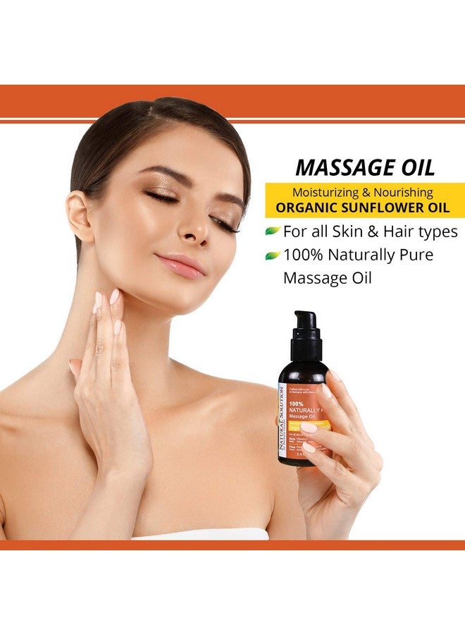 ناتشورال سلوشن زيت تدليك طبيعي نقي 100%، لتدليك الاسترخاء بالروائح العطرية، زيت دوار الشمس العضوي، زيت الجوجوبا وزيت الزيتون، فوائد العناية بالشعر والبشرة، مرطب ومغذي - 3.4 أونصة - Image 3