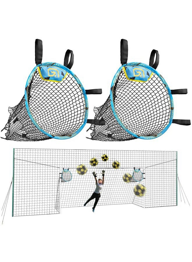 Open Goaaal 3-in-1 Soccer Goal Trainer - Large White - Practice Targets & Soccer Training Equipment - Backstop Net for Backyard - Quick Setup Goal Net & Football Accessories - Image 1