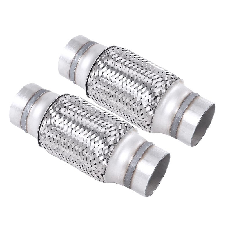 FGJQEFG 2PCS أنبوب مرن للعادم من الفولاذ المقاوم للصدأ مضفر 225 بوصة × 6 بوصة مع نهايات 8 بوصة طويلة ثقيلة الوزن