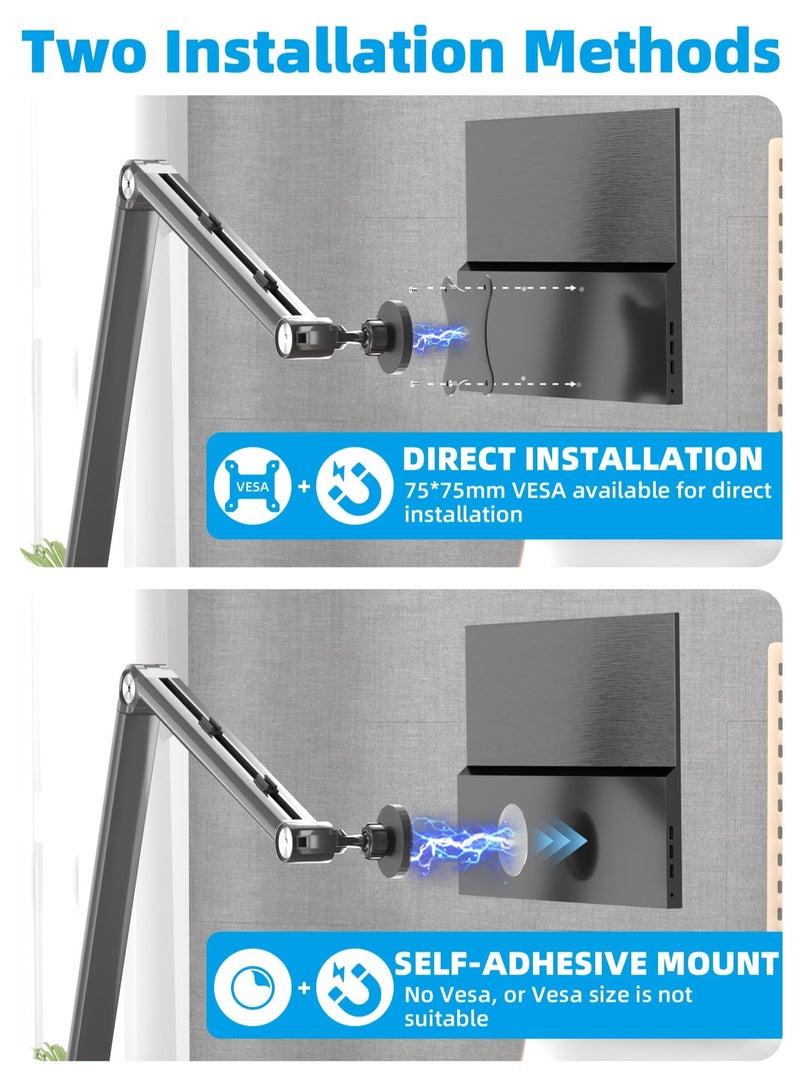 XiuWoo Portable Monitor Arm Magnetic Vesa Mount, 360° Swivel Compatible with 4.7-18.5 inch Monitor 75x75mm VESA - Image 2