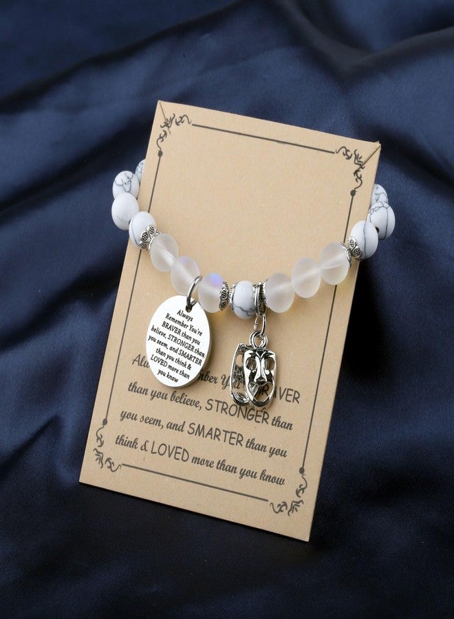 BNQL Drama Mask Bracelet, Large, Black and White, Stainless Steel, Round Bead Chain, Female, Theatre Nerd Gifts, Broadway Lover Gift, Tragedy & Comedy Masks, Actor & Actress Gifts - Image 3
