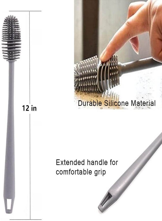 Incrizma Silicone Bottle Cleaning Brush with Long Handle, 12.5" Water Bottle Cleaner for Baby Bottles, Hydro Flask, Sports Bottle, Vase, Glassware, Perfect for Smaller Diameter Bottle Openings (1) - Image 2