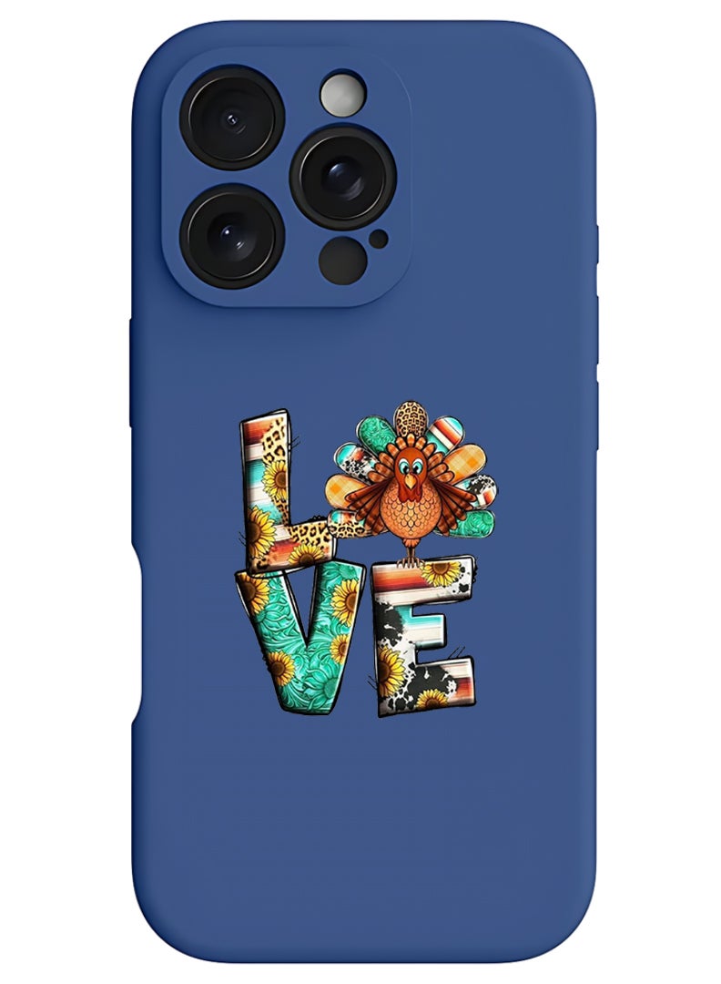 Theodor iPhone 16 Pro Blue Protective Slim Fit Case Liquid Silicone Cover with Full Body Protection Anti-Scratch Shockproof Case For iPhone - Love - Image 1