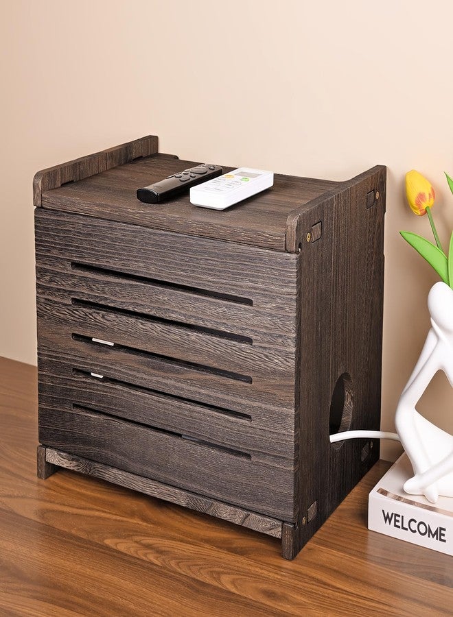 BEARUT Router Shelf Projector Shelf Projector Stand Router Storage Box Modem Cable Router Cover Organized Power Strip Cable Management Hider Rack by Wood - Image 1
