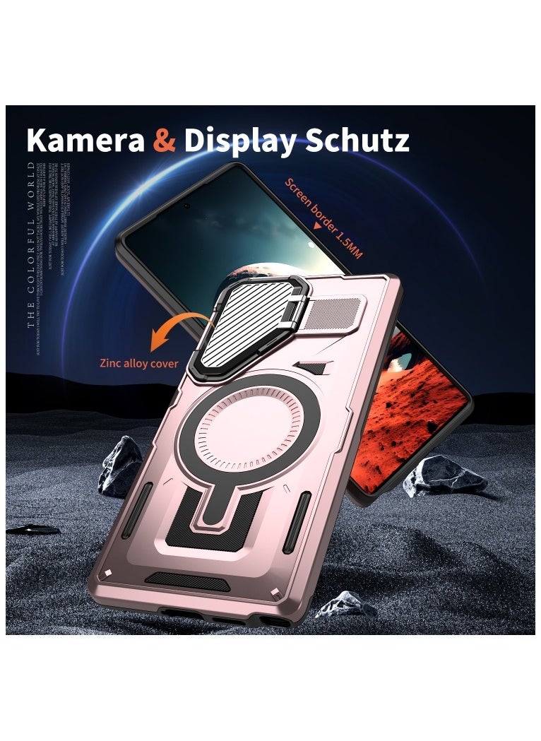 جولدن ماسك جولدن ماسك لهاتف سامسونج جالاكسي اس 23 الترا (Samsung Galaxy S23 Ultra) جراب حافظة مع حماية للكاميرا، مع حافظة مغناطيسية قوية مع حامل (روز جولد)  - Image 2