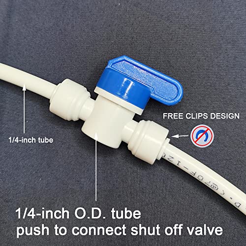 Malida 1/4 inch O.D. Tube Water Line Quick Connector Ball Valve, Tube Fitting for RO Systems, Purifiers, Filters - Pack of 5 - Image 2