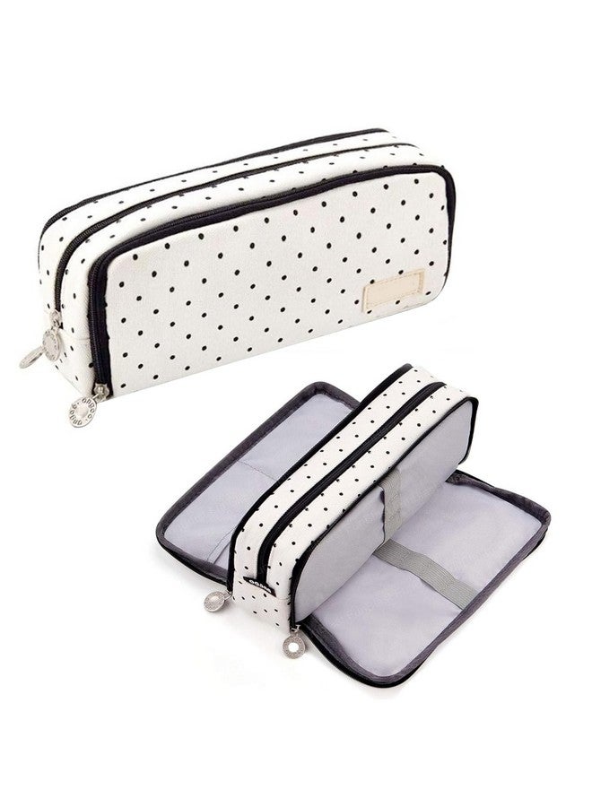 فنبلاست حقيبة فن بلاست للبنات - حقيبة أقلام كبيرة السعة، حقيبة أقلام متعددة الأغراض بسحاب، حقيبة تنظيم أدوات مكتبية، حقيبة أقلام أنيقة للمدرسة والجامعة (FB-344-Polkadot) - Image 1