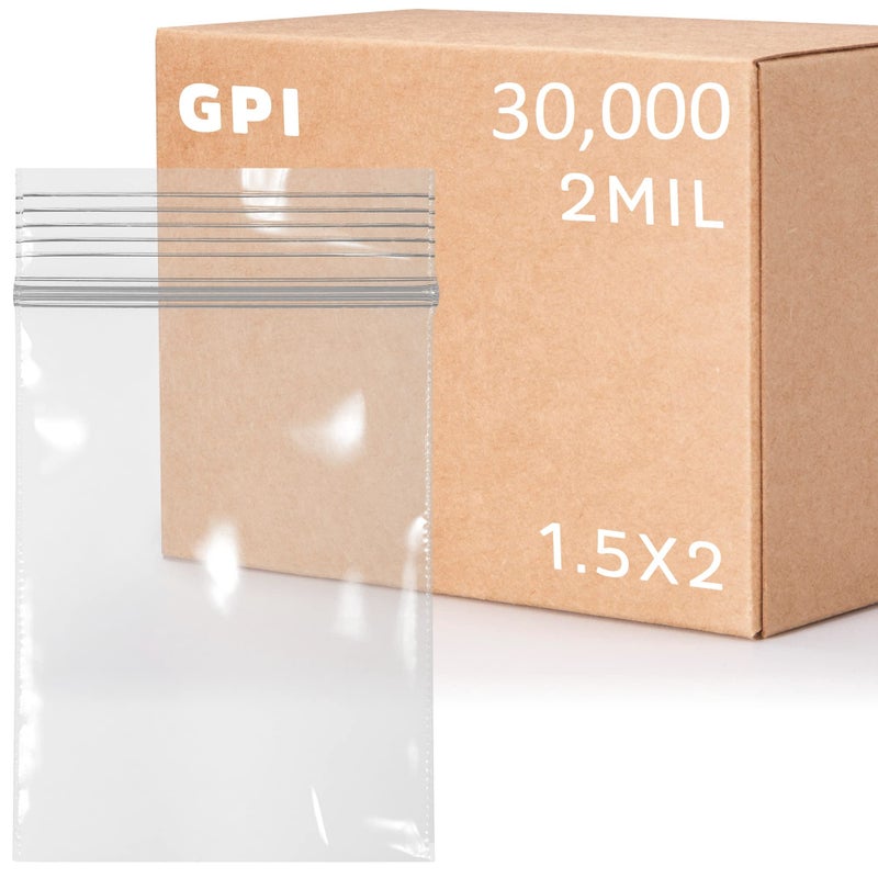 GPI - 1.5" x 2" Small Zip Bags, Clear Plastic Reclosable Jewelry Bags, 2.5 Mil Thick, with Resealable Zip Top Lock for Jewelry, Pills, Meds, Powders, Beads, Seeds, etc. - 100 Pack