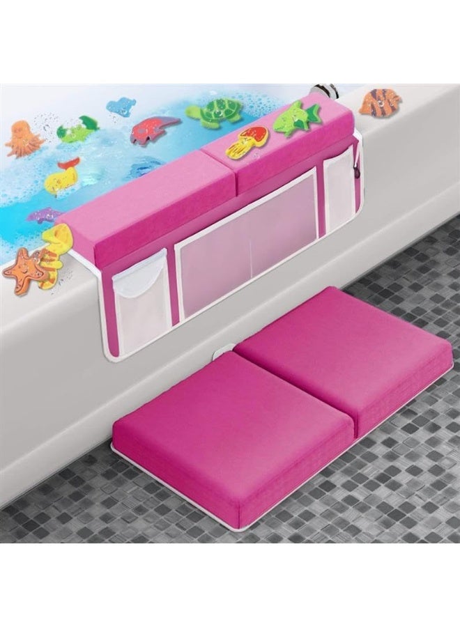 Supa Ant Baby Bath Kneeler and Elbow Rest Pad -Mom’s Choice Award Winner -US-Designed Extra Thick Bathtub Kneeling Pad with 8 Suction Cups, 5-Pocket Organizer, Non-Slip, Cushioned, Durable (Pink) - Image 2
