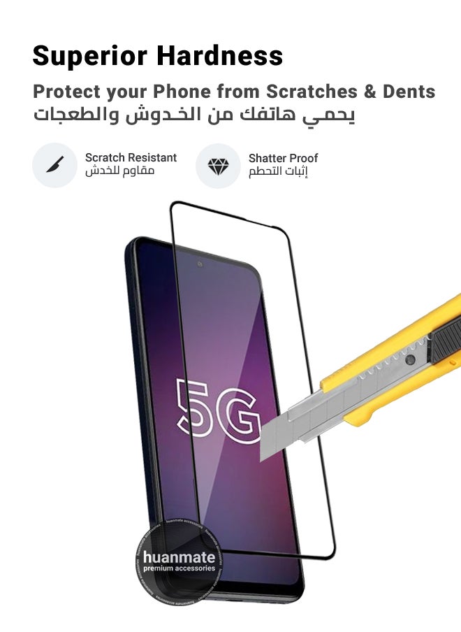 huanmate - Motorola Moto G54 Screen Protector – Premium Edge to Edge Tempered Glass, High Transparency, Delicate Touch, Anti-Explosion, Smooth Arc Edges, Easy Installation - Image 1