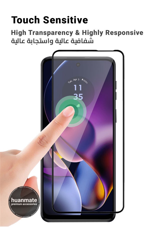 huanmate - Motorola Moto G54 Screen Protector – Premium Edge to Edge Tempered Glass, High Transparency, Delicate Touch, Anti-Explosion, Smooth Arc Edges, Easy Installation - Image 1