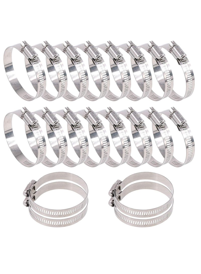 Generic 20 Pieces 304 Stainless Steel Adjustable 27-51mm Range Worm Gear Hose Clamp Combo Kit, Fuel Pipe Clamps for Water Pipe, Pipeline, Automotive and Mechanical Applications (27-51mm) - Image 1