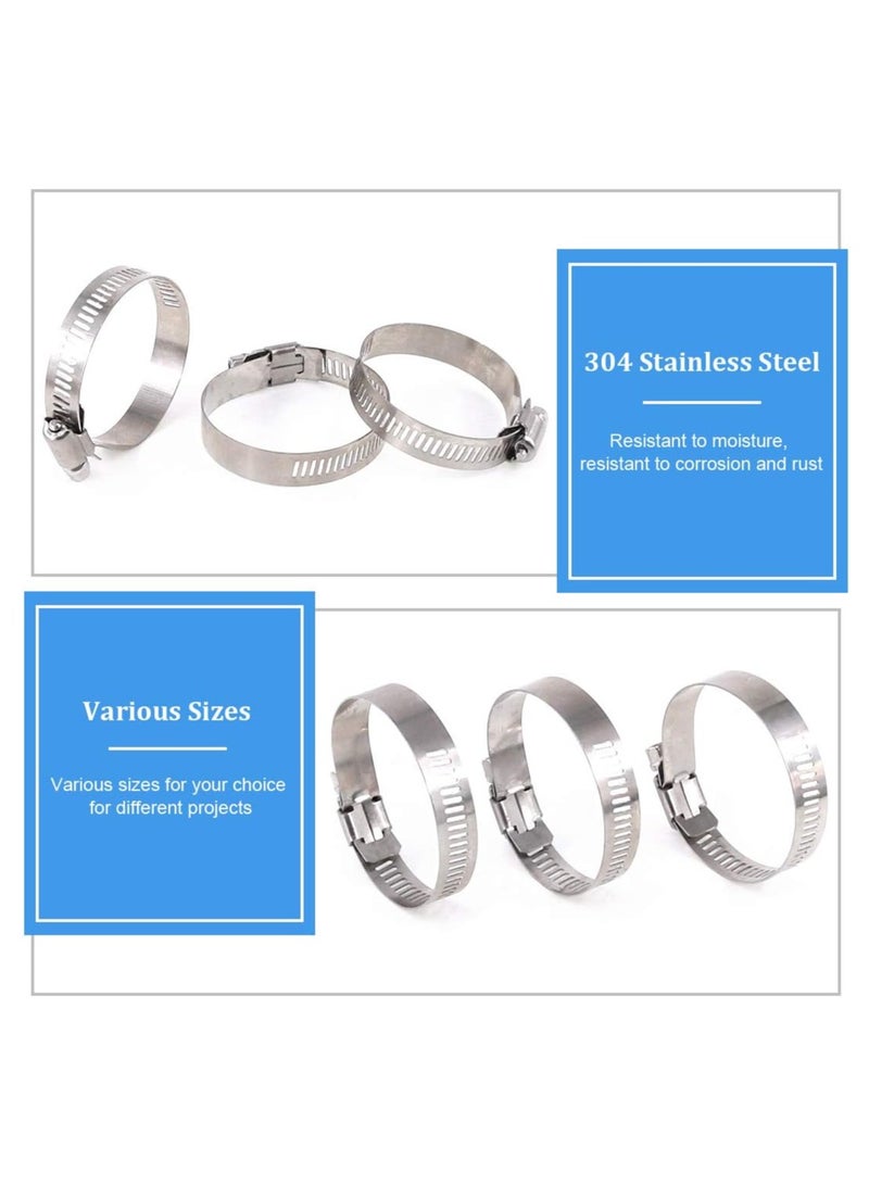 Generic 20 Pieces 304 Stainless Steel Adjustable 27-51mm Range Worm Gear Hose Clamp Combo Kit, Fuel Pipe Clamps for Water Pipe, Pipeline, Automotive and Mechanical Applications (27-51mm) - Image 3