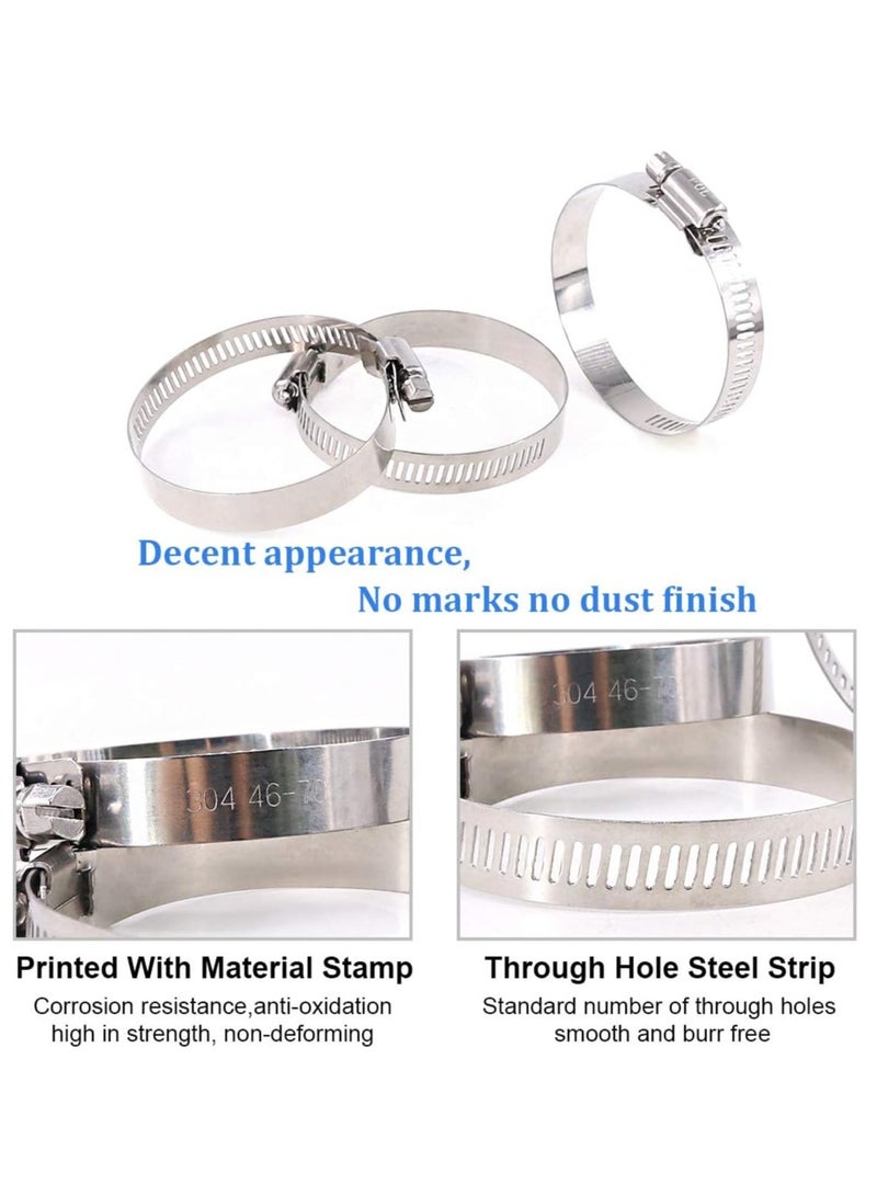 Generic 20 Pieces 304 Stainless Steel Adjustable 27-51mm Range Worm Gear Hose Clamp Combo Kit, Fuel Pipe Clamps for Water Pipe, Pipeline, Automotive and Mechanical Applications (27-51mm) - Image 4