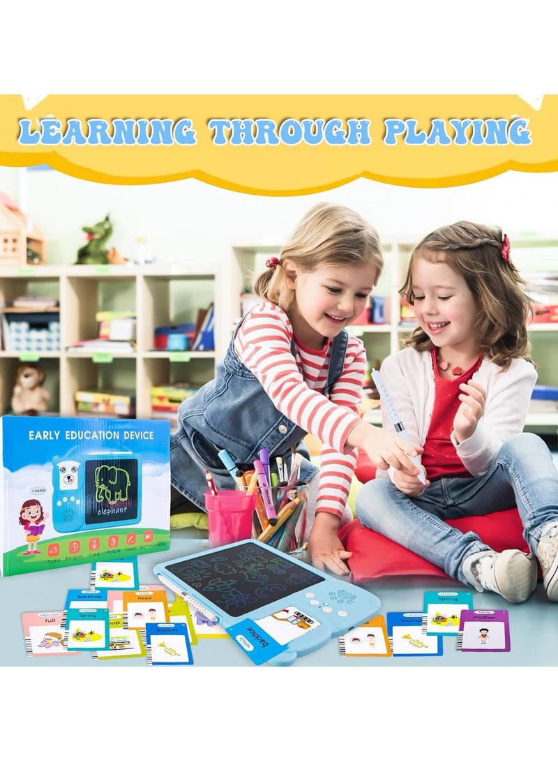 2 in 1 Educational Tool Talking Flash Cards with Reader and Digital Writing Board with Magic Erasable Drawing Board Talking in Arabic and English  - Image 1