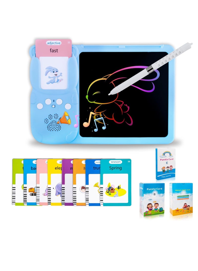 2 in 1 Educational Tool Talking Flash Cards with Reader and Digital Writing Board with Magic Erasable Drawing Board Talking in Arabic and English  - Image 2