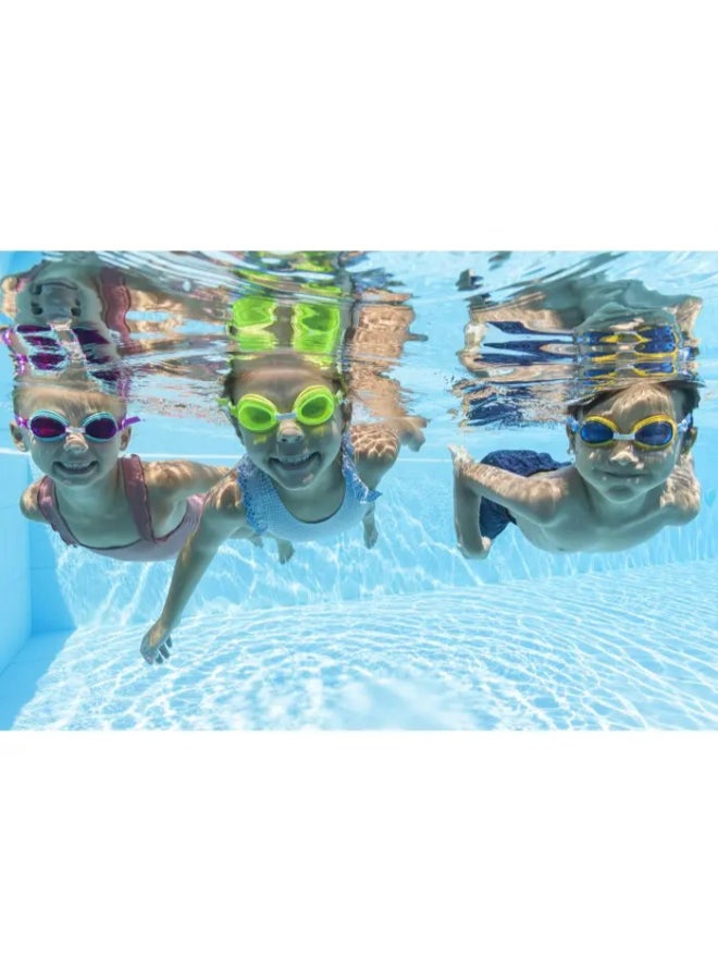 Bestway Aqua Burst Essential Kids Swimming Goggles, UV Protection, Impact-Resistant Polycarbonate Lenses, Adjustable Silicone Strap, Leak-Resistant Swim Goggles for Children Ages 3+, Assorted Colors - Image 2