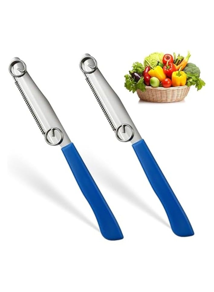 erorex Vegetable Fruit Slicing Knife, 2 Pcs Quick Slicing Knife, 2024 New 3 in 1 Multifunctional with Removable Spring Stainless Steel Carving Knife, Ergonomic Handle Design for Household Kitchen  - Image 1