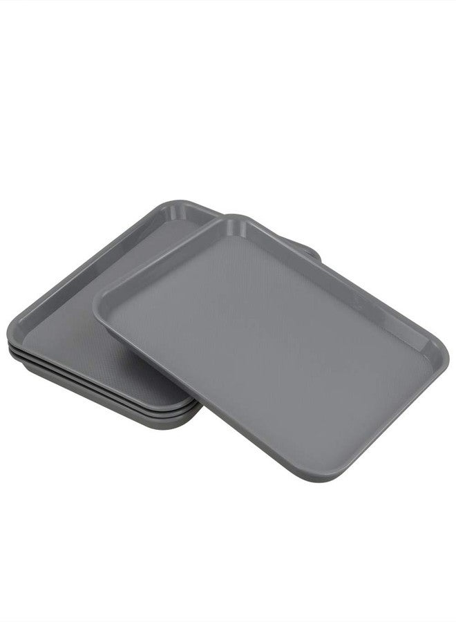 Begale Plastic Fast Food Serving Tray, Large Kitchen Dinner Tray, Set of 4, Grey - Image 4