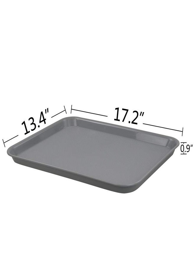 Begale Plastic Fast Food Serving Tray, Large Kitchen Dinner Tray, Set of 4, Grey - Image 2