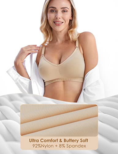 HOFISH Maternity Nursing Bras for Breastfeeding, 3 Pack Pregnancy Deep V Neck Wireless Bra with Extenders & Clips - Image 4