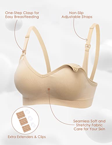 HOFISH Maternity Nursing Bras for Breastfeeding, 3 Pack Pregnancy Deep V Neck Wireless Bra with Extenders & Clips - Image 2