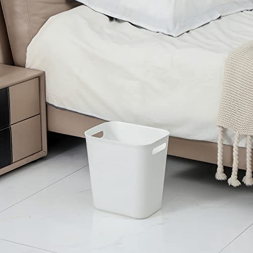UUJOLY Plastic Small Trash Can Wastebasket, Garbage Container Basket for Bathrooms, Laundry Room, Kitchens, Offices, Kids Rooms, Dorms, 3.5 Gallon, White - Image 2
