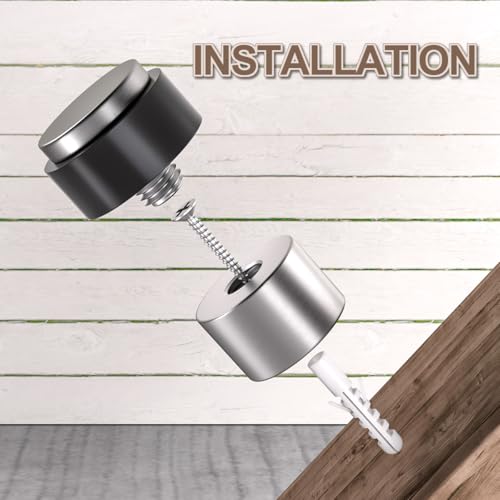 SANATO Nickel Cylindrical Floor Mounted Stainless Steel 304 Door Stop Door Stopper with Black Rubber, 2 Pack - Image 3
