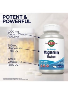 KAL Calcitrate+ Calcium Citrate Plus Vitamin D3 And 500 Mg Of Magnesium Healthy Bones And Teeth Support Gluten Free And Lab Verified For Quality 30 Servings 120 Tablets  - Image 5