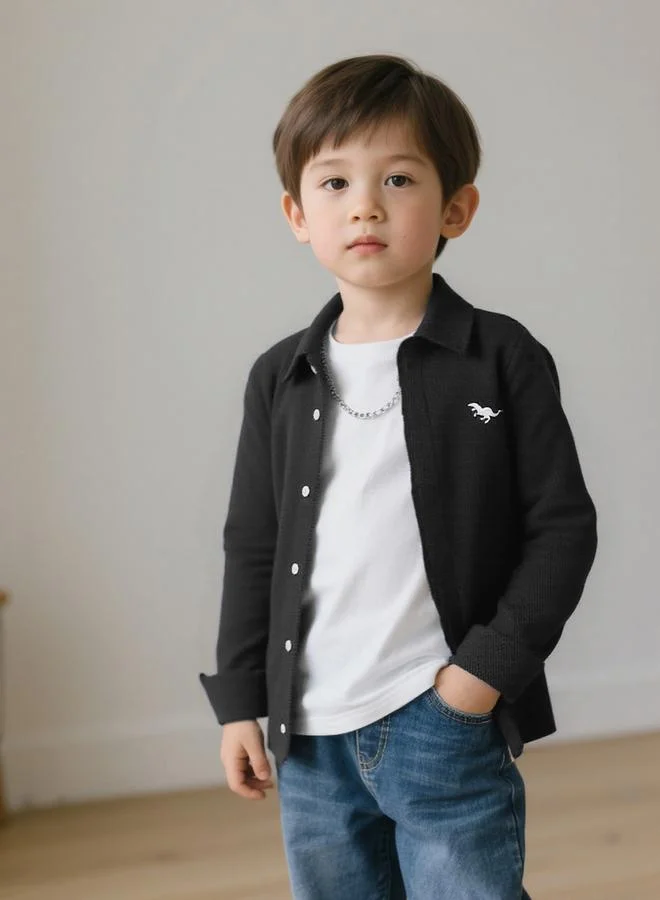 Take Two Take Two Boys Black Corduroy Shirt with Buttons