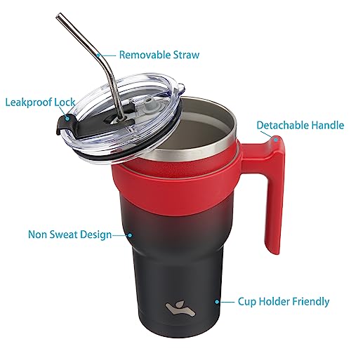 Konokyo 30 oz Tumbler with Handle and 2 Straw 2 Lid, Insulated Water Bottle Stainless Steel Vacuum Cup Reusable Travel Mug,Mystic Moon - Image 2