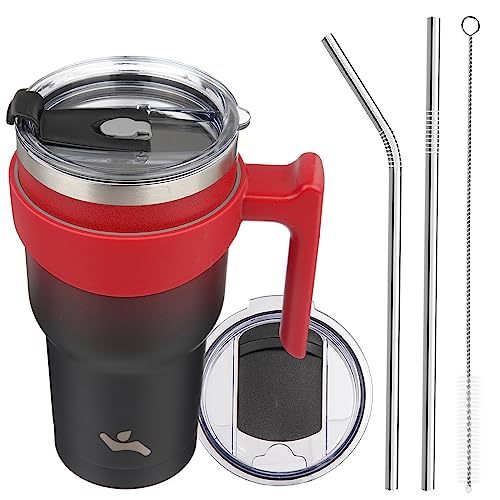 Konokyo 30 oz Tumbler with Handle and 2 Straw 2 Lid, Insulated Water Bottle Stainless Steel Vacuum Cup Reusable Travel Mug,Mystic Moon - Image 1