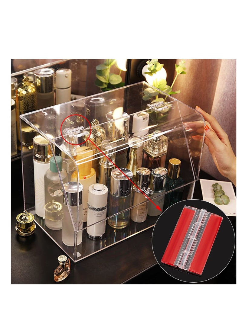 Y&D - Self Adhesive Clear Acrylic Hinges, 6 Pcs No Glue Required, 64.5 mm Continuous Piano Hinge, Self-Adhesive Folding Hinge for DIY Transparent Box, Storage Display Stand - Image 1