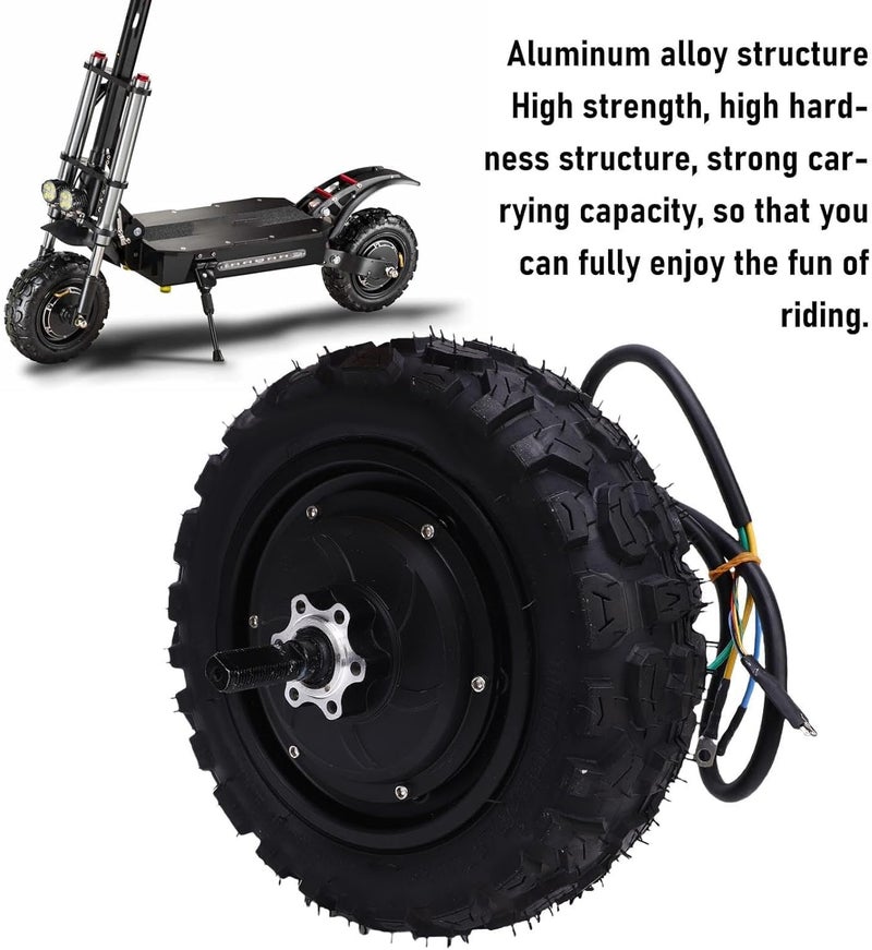 Leno 11 Inch Wheel Hub Motor, 48V 1500W High Power Brushless Hub Motor with Dual Hall Sensors and M-11 Waterproofing, for Electric Motorcycle Scooter Bike - Image 1