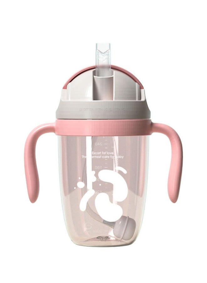 Sippy Cups for 6+ Months Baby, Baby Cup 300ml Weighted Straw Easy-Grip Handles, Baby Water Bottle with Simple Flip-Top Lid, Trainer Cup for Independent Drinking, 360°Spill-Free Toddler Cup (Pink) - Image 1