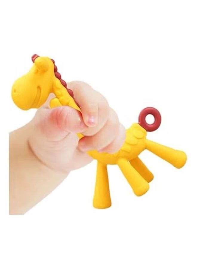 أوريتي الغذاء الصف bpa مجانا سيليكون الكرتون زرافة شكل طفل لعبة الأسنان-متعدد الألوان - Image 4