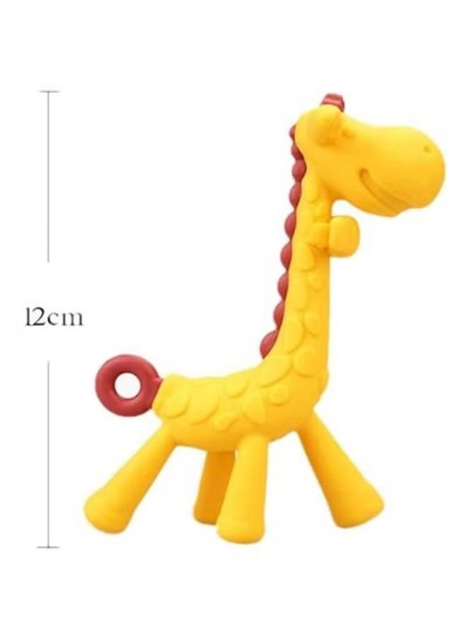 أوريتي الغذاء الصف bpa مجانا سيليكون الكرتون زرافة شكل طفل لعبة الأسنان-متعدد الألوان - Image 5
